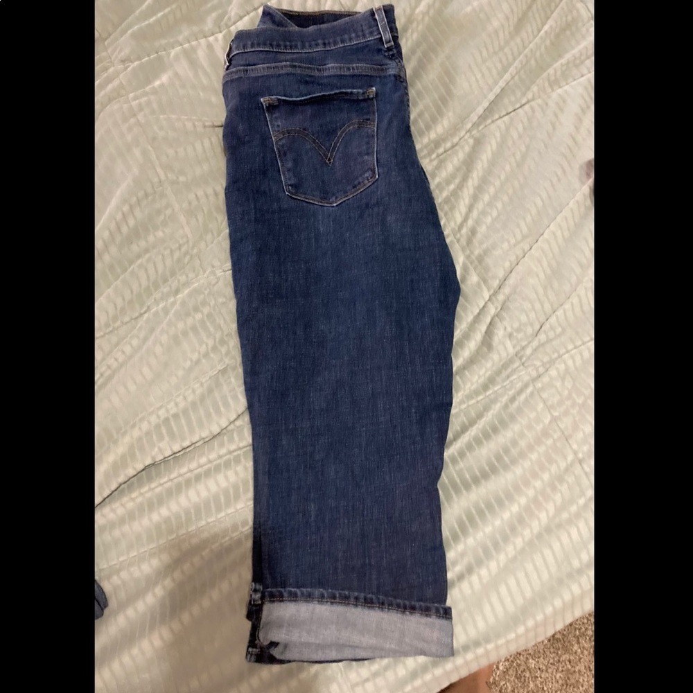 Blue Jean cuffed capris